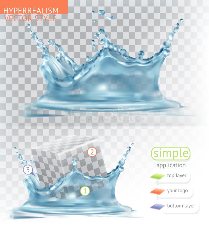 Éclaboussure de l'eau avec le transparent Application de style de vecteur de hyperréalisme illustration stock