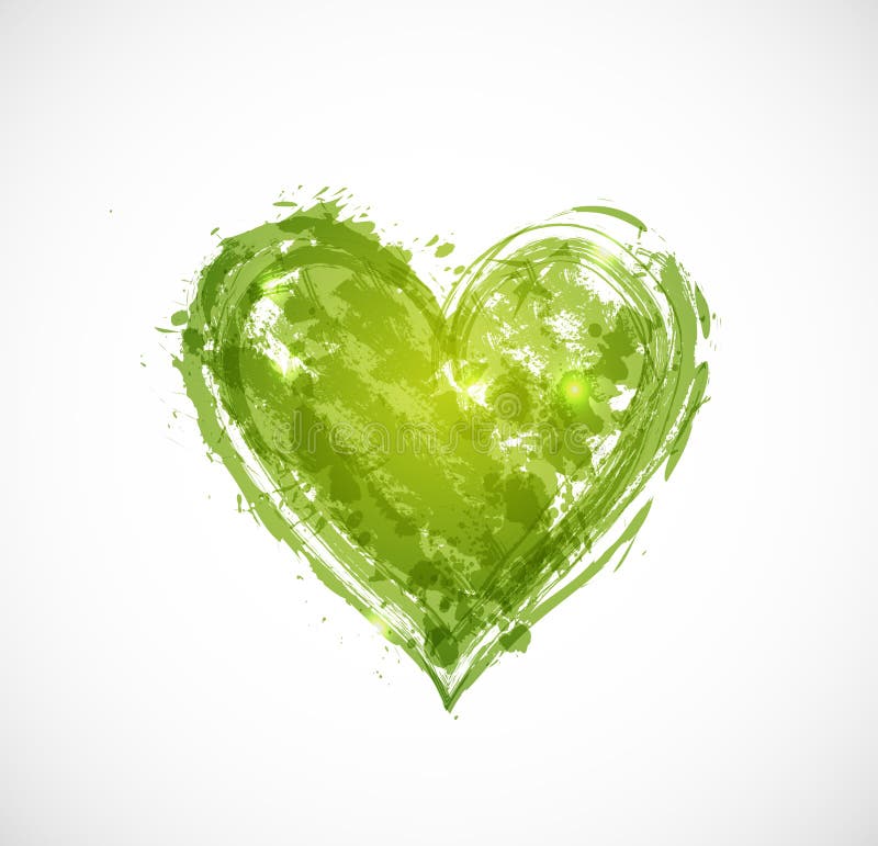 Abstract grunge splash of greenery - color of the year. Grunge heart. Vector illustration. Abstract grunge splash of greenery - color of the year. Grunge heart. Vector illustration