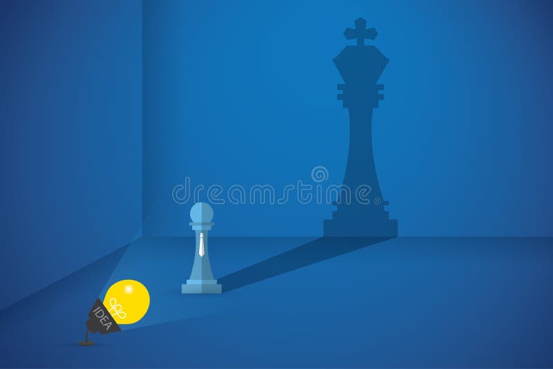 Éclair d'ampoule les échecs de gage à la grande ombre d'expositions des échecs de roi, de l'idée et des affaires concept01 illustration de vecteur Éclair d'ampoule les échecs de gage à la grande ombre d'expositions des échecs de roi, de l'idée et des affaires concept01 illustration de vecteur