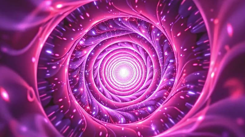 éclat lumineux en spirale rose et violet abstrait provenant de formes géométriques complexes au centre de l'IA générative illustration libre de droits