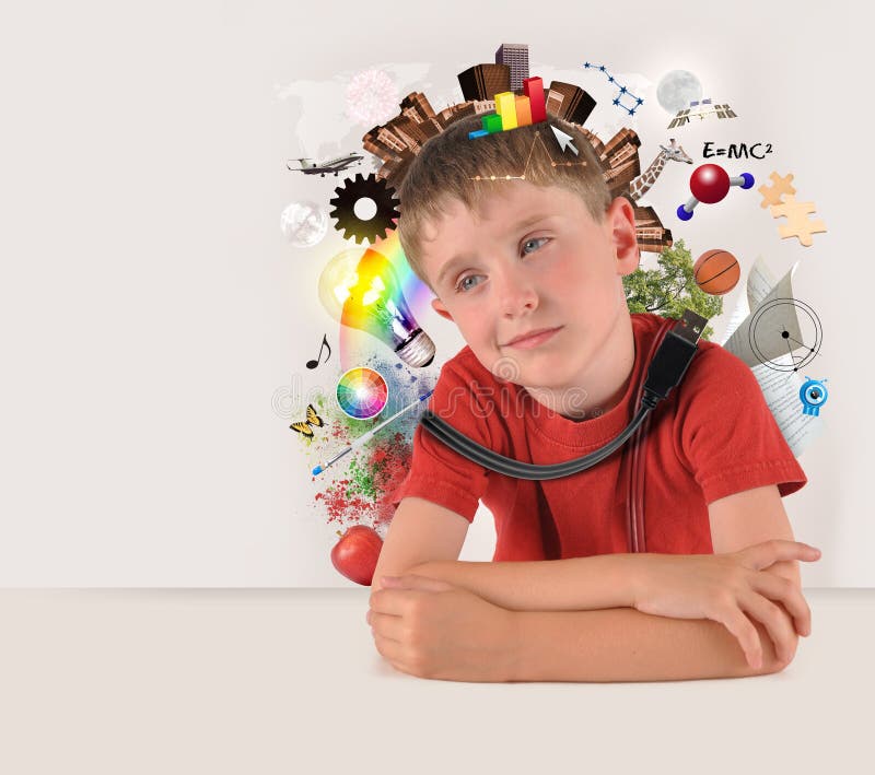 Écolier d'éducation avec Copyspace blanc photographie stock Écolier d'éducation avec Copyspace blanc photographie stock