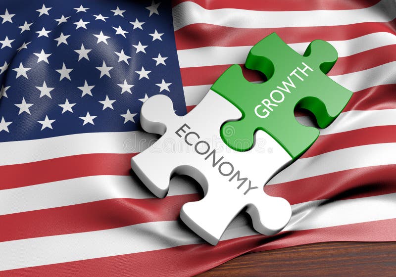 3D rendered concept of the United States` economy and financial market growth. 3D rendered concept of the United States` economy and financial market growth.