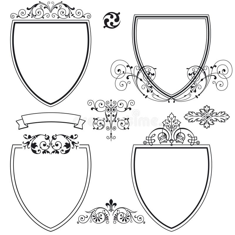 Écrans protecteurs et crêtes héraldiques illustration stock Écrans protecteurs et crêtes héraldiques illustration stock