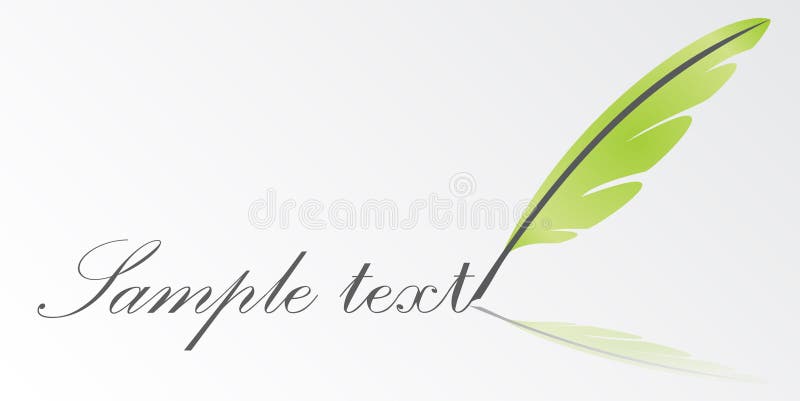 Vector Writing Green Feather Isolated. Vector Writing Green Feather Isolated