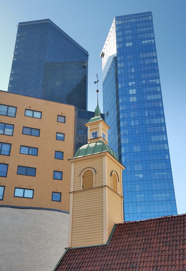 Seegi church tower and bank office building in Tallinn, Estonia. Seegi church tower and bank office building in Tallinn, Estonia.