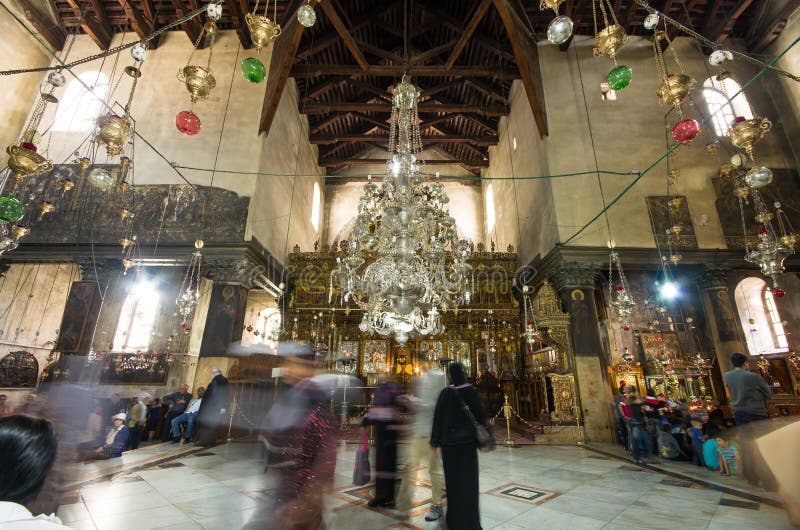 Église de l'intérieur de nativité, Bethlehem, Israël image stock Église de l'intérieur de nativité, Bethlehem, Israël image stock