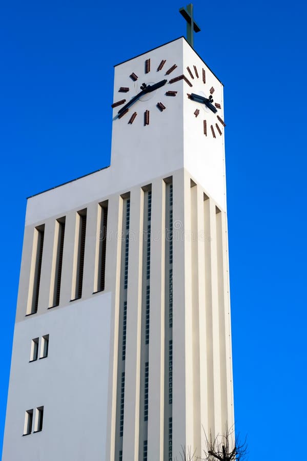 Evangelical Lutheran Reconciliation Church in Leipzig, Gohlis in the style of classical modernism Bauhaus based on the design by Hans Heinrich Grotjahn. Evangelical Lutheran Reconciliation Church in Leipzig, Gohlis in the style of classical modernism Bauhaus based on the design by Hans Heinrich Grotjahn.