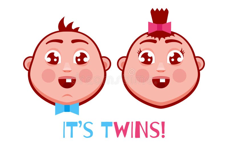 It`s a twins greeting card. Boy and Girl. Baby shower. Vector illustration. It`s a twins greeting card. Boy and Girl. Baby shower. Vector illustration