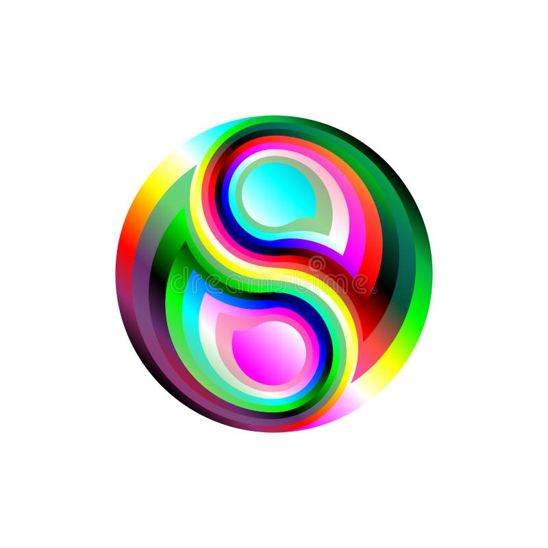 Éloges multicolore de symboles de concept yinyang. L'industrie graphique moderne d'énergie de tourbillon gratté créatif de musique illustration libre de droits