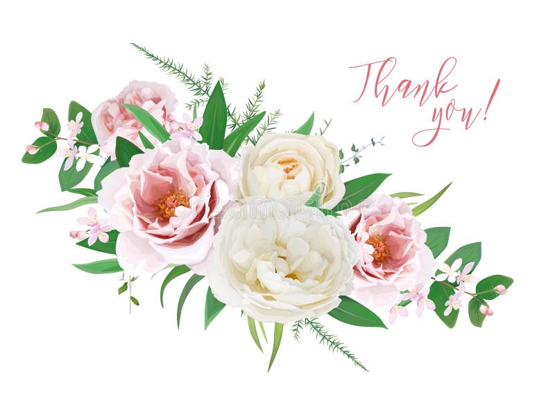 élégant modèle de carte cadeau de remerciement design avec fleurs d'aquarelle illustration libre de droits