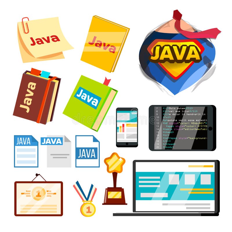 ?l?ment de collection de Java Programming Set Vector illustration libre de droits ?l?ment de collection de Java Programming Set Vector illustration libre de droits
