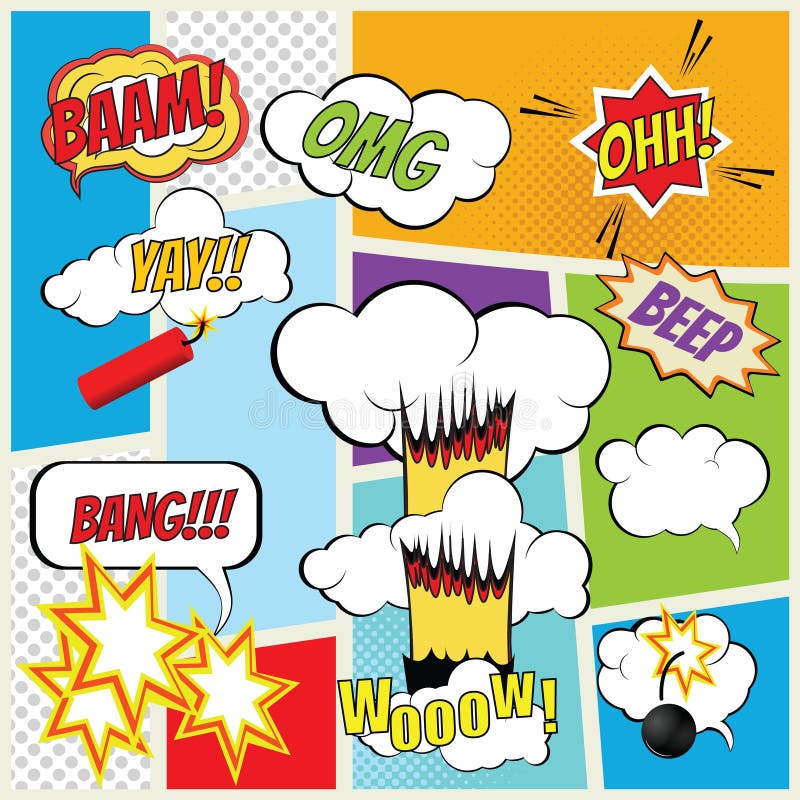 Éléments d'explosion de bande dessinée de vecteur illustration libre de droits Éléments d'explosion de bande dessinée de vecteur illustration libre de droits