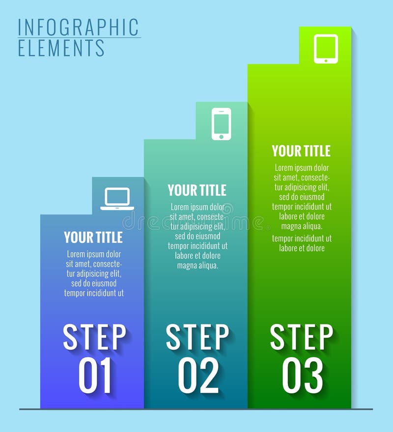 Éléments d'Infographic. Trois étapes au succès. illustration stock Éléments d'Infographic. Trois étapes au succès. illustration stock