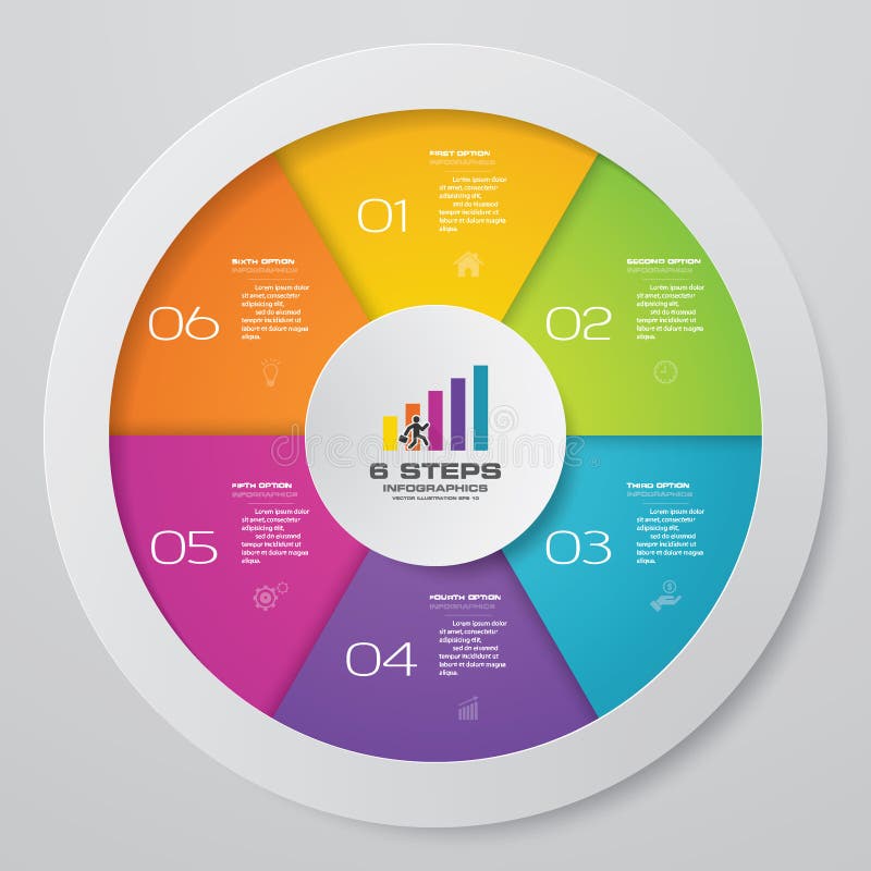6 éléments d'infographics de diagramme de cycle d'étapes illustration de vecteur 6 éléments d'infographics de diagramme de cycle d'étapes illustration de vecteur