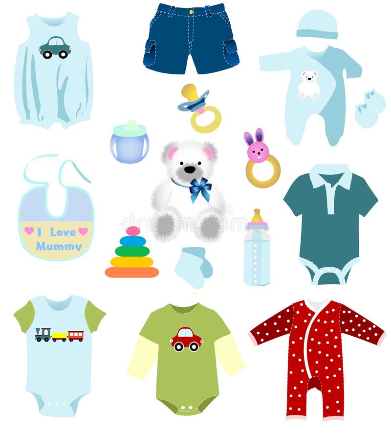 Éléments pour bébé garçon illustration stock