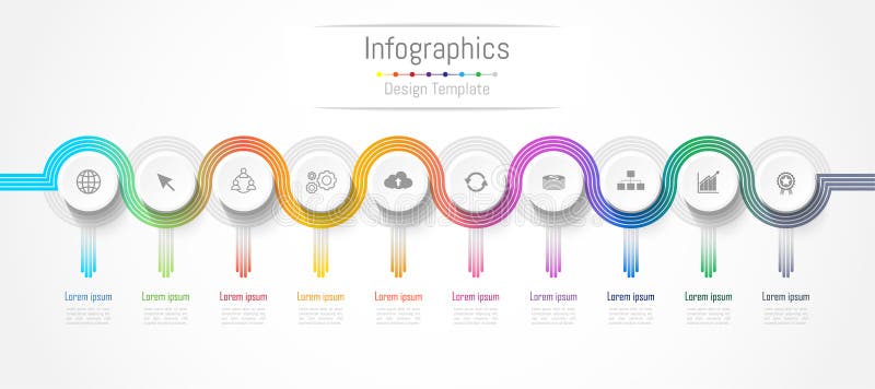 Éléments de conception d'Infographic pour vos données commerciales avec 10 options, parts, étapes, chronologies ou processus la c