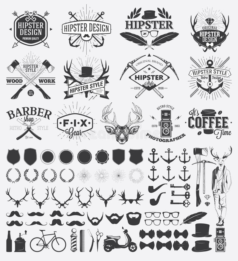 Éléments de conception de style de hippie illustration de vecteur Éléments de conception de style de hippie illustration de vecteur