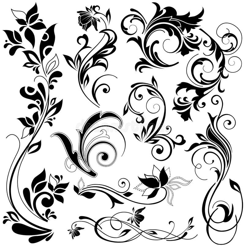 Éléments de conception florale illustration libre de droits Éléments de conception florale illustration libre de droits