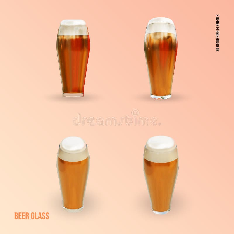 éléments de rendu 3d de la tasse de bière illustration de vecteur