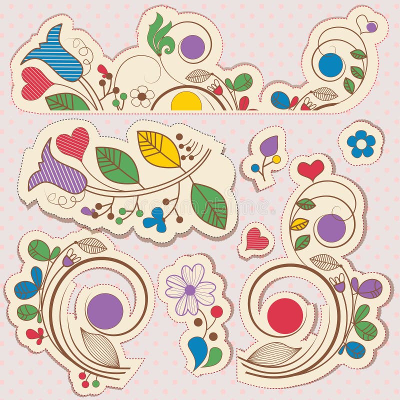 Éléments floraux de conception d'album illustration stock Éléments floraux de conception d'album illustration stock