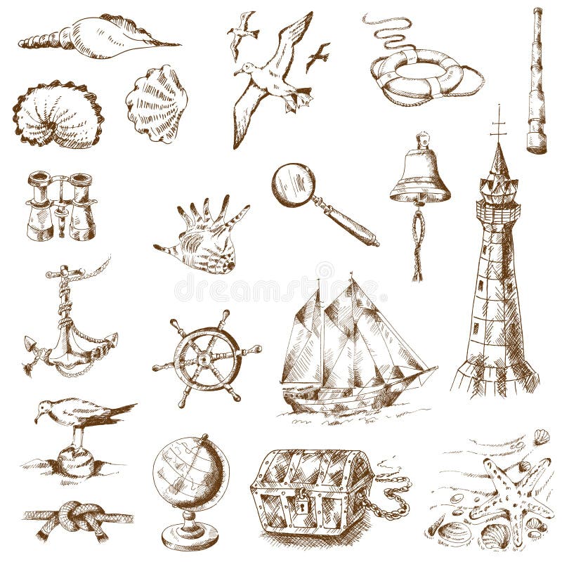 Nautical Sea Design Elements - for scrapbook and design in. Nautical Sea Design Elements - for scrapbook and design in