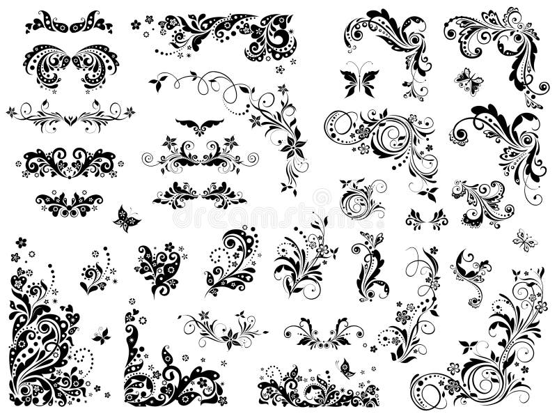 Éléments noirs et blancs de conception de vintage illustration de vecteur Éléments noirs et blancs de conception de vintage illustration de vecteur