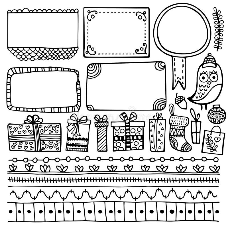 Éléments tirés par la main de vecteur de journal de balle pour le carnet, le journal intime et le planificateur illustration stock Éléments tirés par la main de vecteur de journal de balle pour le carnet, le journal intime et le planificateur illustration stock