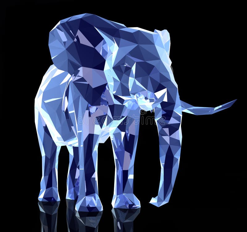 3d render of elephant, abstract geometric low poly. 3d render of elephant, abstract geometric low poly.
