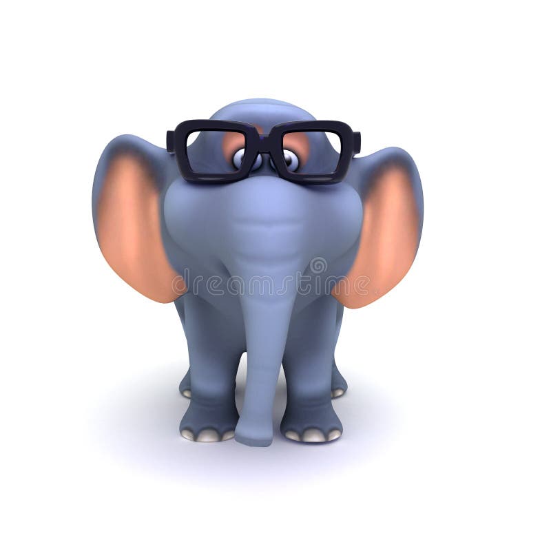 3d render of an elephant wearing glasses. 3d render of an elephant wearing glasses