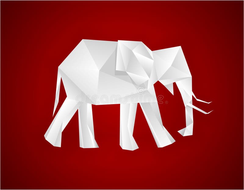 Origami paper elephant on red. Vector EPS8. Origami paper elephant on red. Vector EPS8.