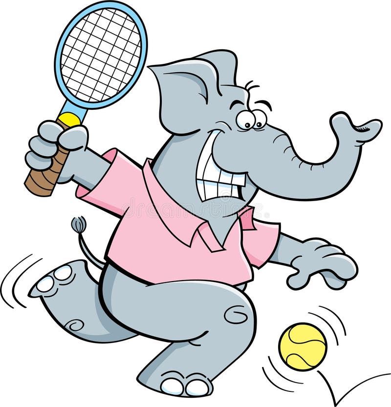 Cartoon illustration of an elephant playing tennis. Cartoon illustration of an elephant playing tennis.