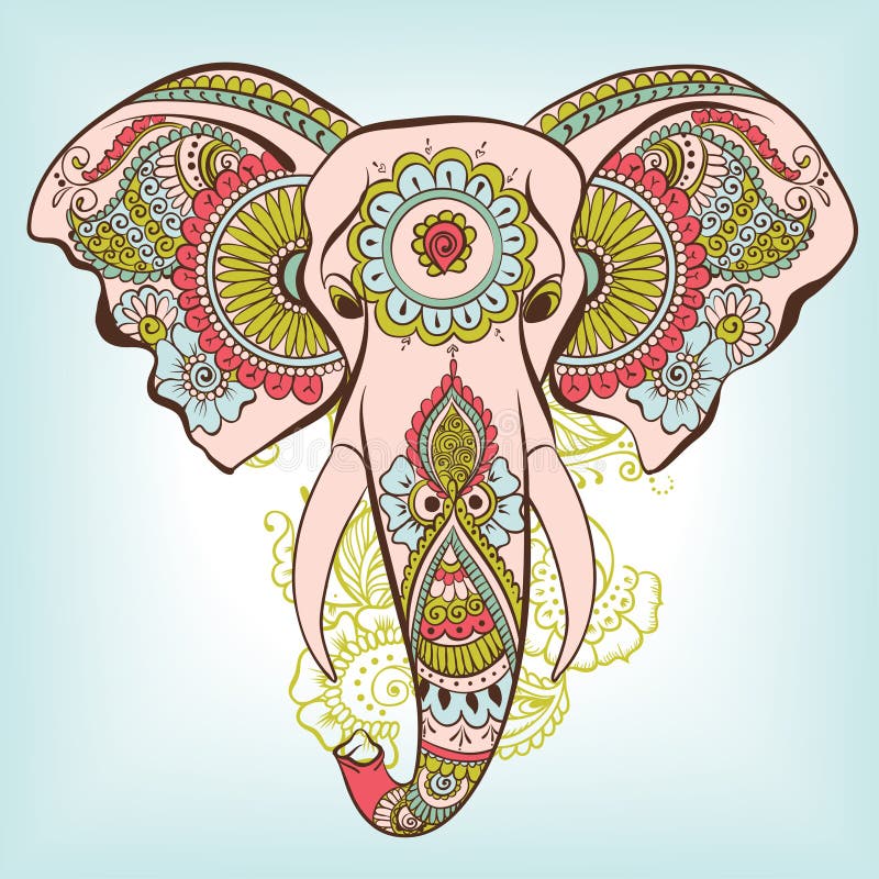 Vector Indian Decorative Elephant on the Henna Indian Ornaments. Vector Indian Decorative Elephant on the Henna Indian Ornaments