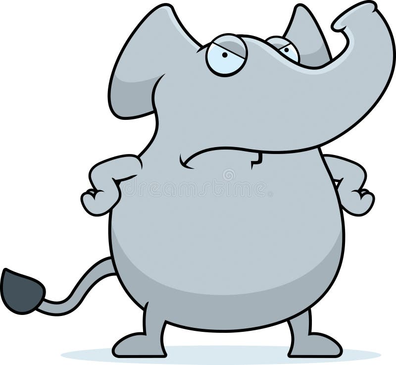 A cartoon elephant with an angry expression. A cartoon elephant with an angry expression.