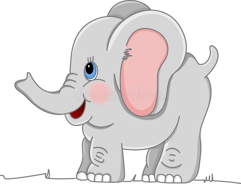 Image representing a happy baby elephant, isolated on white, vector design. Image representing a happy baby elephant, isolated on white, vector design.