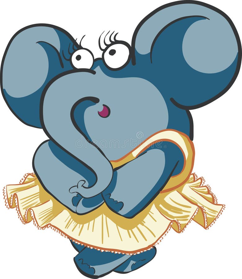 Éléphant timide de danse de fille illustration libre de droits Éléphant timide de danse de fille illustration libre de droits