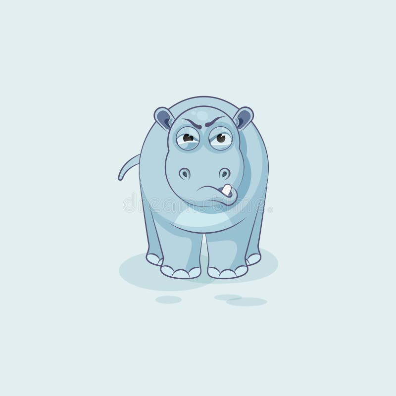 Émoticône d'autocollant d'hippopotame avec émotion fâchée illustration libre de droits Émoticône d'autocollant d'hippopotame avec émotion fâchée illustration libre de droits