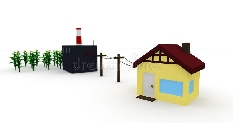 Énergie : Maison actionnée par des combustibles fossiles illustration libre de droits Énergie : Maison actionnée par des combustibles fossiles illustration libre de droits