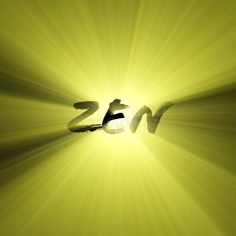 Épanouissements de lumière du soleil de lettres de zen illustration libre de droits Épanouissements de lumière du soleil de lettres de zen illustration libre de droits