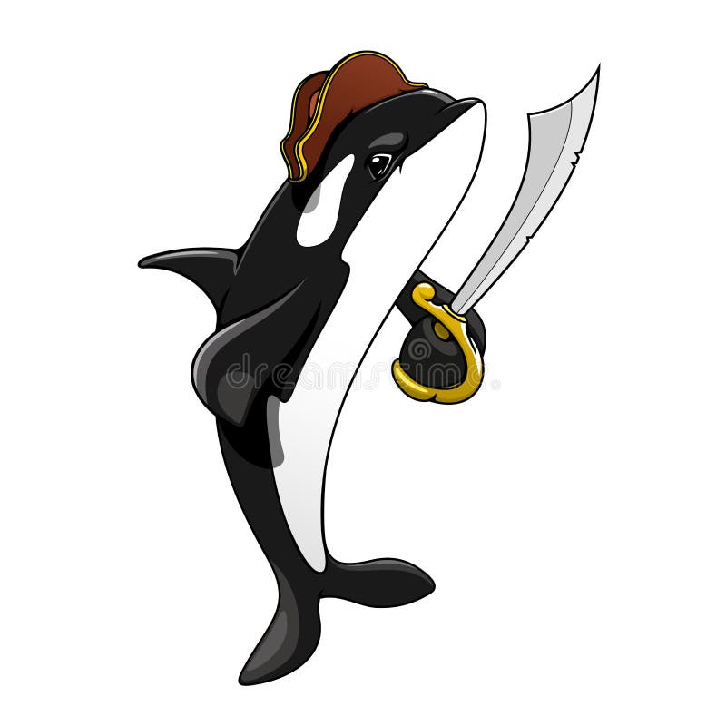 Épaulard de pirate de bande dessinée avec l'épée illustration libre de droits Épaulard de pirate de bande dessinée avec l'épée illustration libre de droits