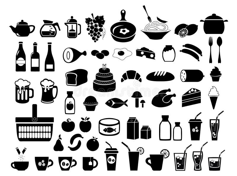 épicerie Nourriture Graphismes réglés Illustration de vecteur d'isolement sur le fond blanc illustration libre de droits épicerie Nourriture Graphismes réglés Illustration de vecteur d'isolement sur le fond blanc illustration libre de droits