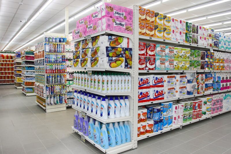 Épicerie, étagères et article de produits aménagement images stock Épicerie, étagères et article de produits aménagement images stock