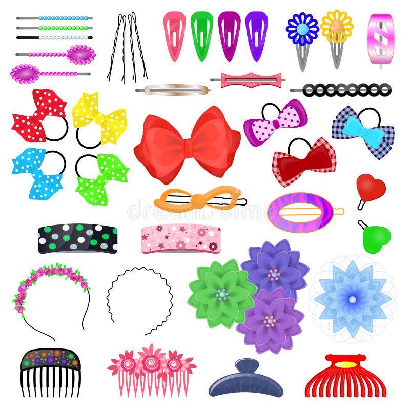 Épingle à cheveux d'enfants de vecteur de cheveux ou ponytailer accessoires de cheveu-glissière et de cheveu-agrafe pour la beaut illustration libre de droits Épingle à cheveux d'enfants de vecteur de cheveux ou ponytailer accessoires de cheveu-glissière et de cheveu-agrafe pour la beaut illustration libre de droits