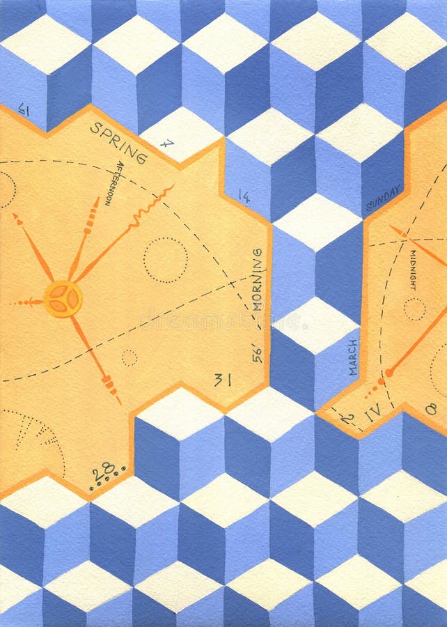 Época de vida, de setas e de calendário em cubos ilustração stock Época de vida, de setas e de calendário em cubos ilustração stock
