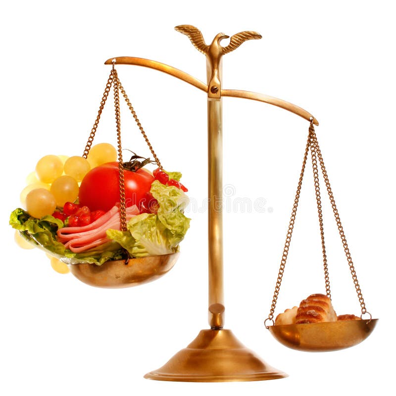 Équilibre avec sain contre la nourriture lourde image stock Équilibre avec sain contre la nourriture lourde image stock