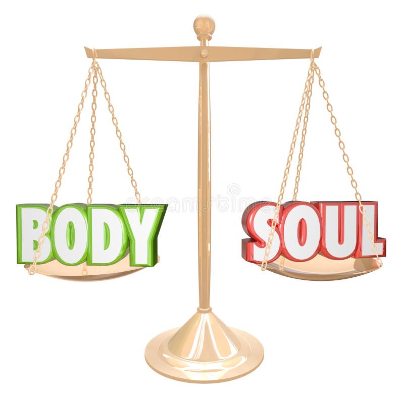 Équilibre d'échelle de mots de corps et d'âme pesant la santé totale illustration de vecteur Équilibre d'échelle de mots de corps et d'âme pesant la santé totale illustration de vecteur