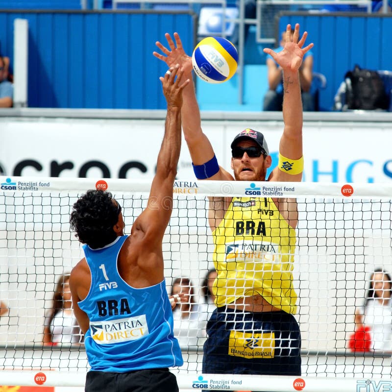 PRAGUE - JUNE 18: Alison & Emanuel team compete at SWATCH FIVB World Tour 2010 June 18, 2010 Prague. PRAGUE - JUNE 18: Alison & Emanuel team compete at SWATCH FIVB World Tour 2010 June 18, 2010 Prague