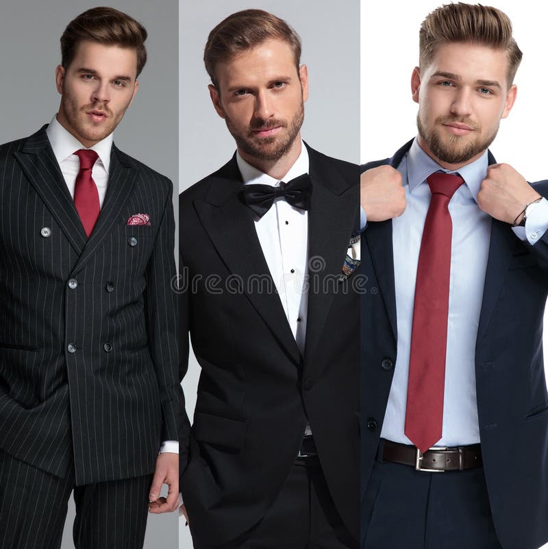 Équipe de trois hommes succsessful posant dans une image de collage photo libre de droits Équipe de trois hommes succsessful posant dans une image de collage photo libre de droits