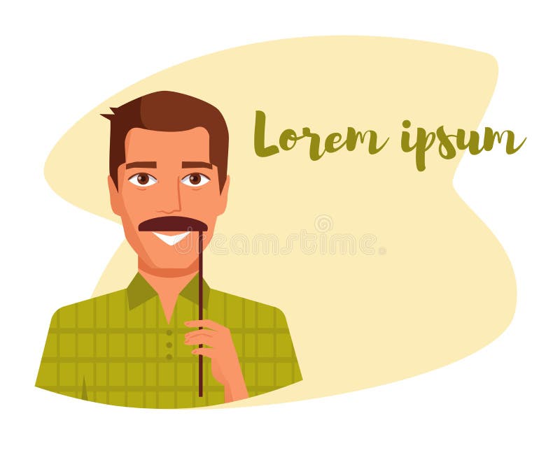 Équipez tenir une fausse moustache sur un vecteur de bâton cartoon Art d'isolement illustration de vecteur Équipez tenir une fausse moustache sur un vecteur de bâton cartoon Art d'isolement illustration de vecteur