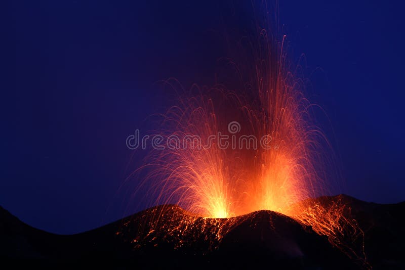 Eruption of the volcano stromboli. Eruption of the volcano stromboli