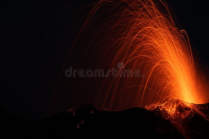 Eruption of the volcano stromboli. Eruption of the volcano stromboli